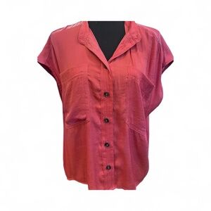 Banana  Republic, Ladies Petite large, solid burnt orange color, chest pockets